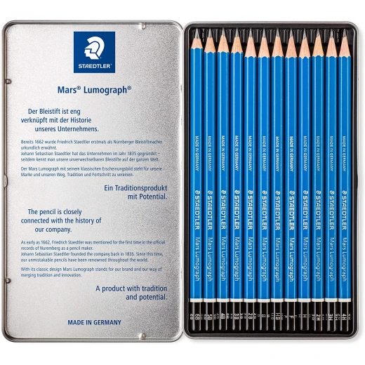 Staedtler Mars Lumograph - Fine Point Pencils Pack of 12