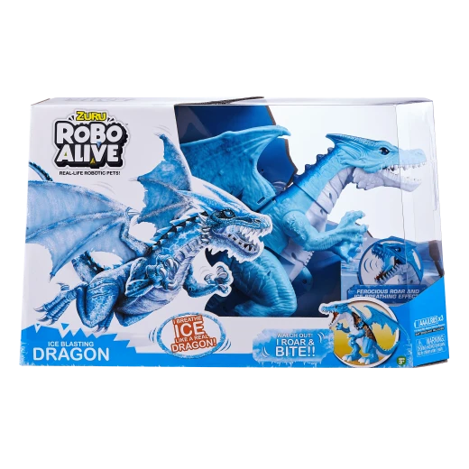 Zuru Robo Alive Roaring Ice Dragon Battery-Powered Robotic Toy, Blue