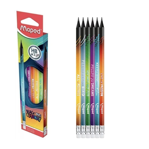 Maped Black Peps Energy Graphite Pencils 12pc Hb#2