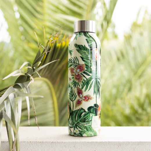 Quokka Stainless Steel Bottle, Floral Design, 630 Ml