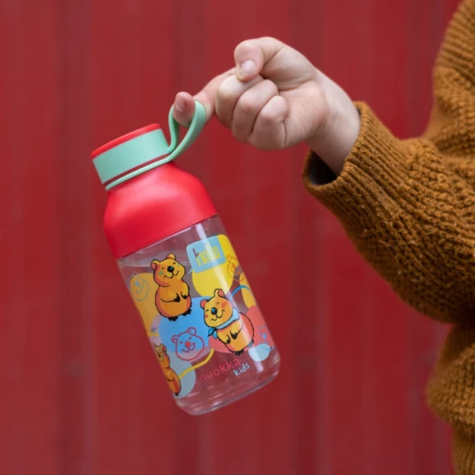 Quokka Kids Tritan Bottle With Strap, Red Color, 430 Ml