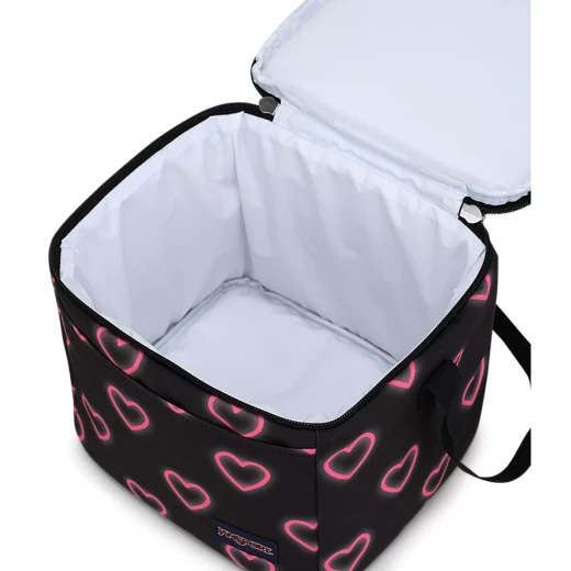 JanSport Super Snack Lunch Bag, Happy Heart Black