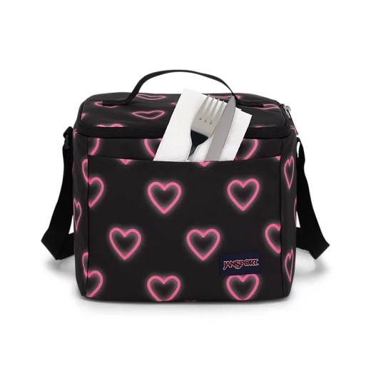 JanSport Super Snack Lunch Bag, Happy Heart Black