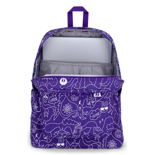 JanSport SuperBreak Plus Backpack, Dub Doodle Purple