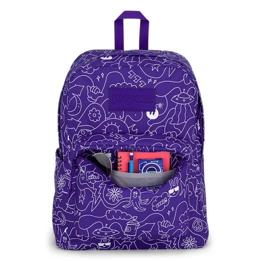 JanSport SuperBreak Plus Backpack, Dub Doodle Purple