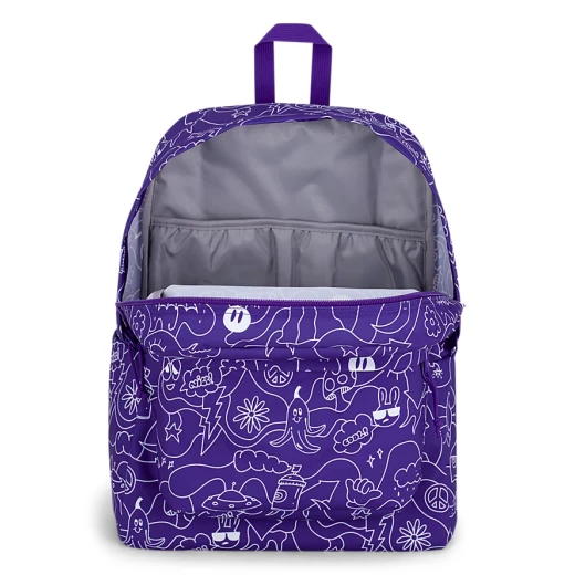 JanSport SuperBreak Plus Backpack, Dub Doodle Purple