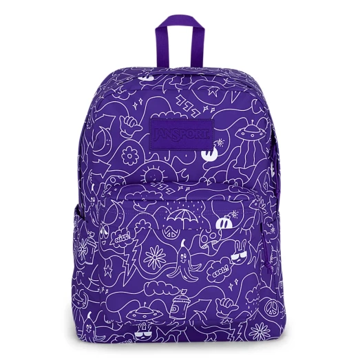 JanSport SuperBreak Plus Backpack, Dub Doodle Purple