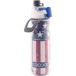 O2COOL Mist 'N Sip Misting Water Bottle 2-in-1 Mist And Sip Function With No Leak Pull Top Spout Sports Water Bottle Reusable Water Bottle - 20 oz (Patriot)