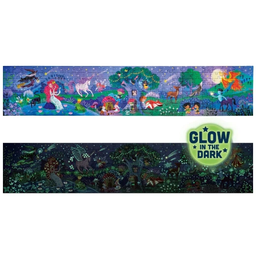 Hape Magic Forest Puzzle 1.5 Meter Long | 200 Pieces Colorful Giant Glow-in-The-Dark Enchanted Jigsaw, for Children 6+ Years