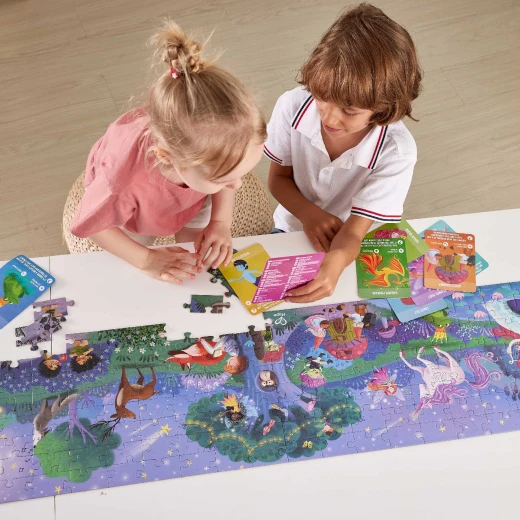 Hape Magic Forest Puzzle 1.5 Meter Long | 200 Pieces Colorful Giant Glow-in-The-Dark Enchanted Jigsaw, for Children 6+ Years