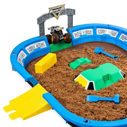 Monster Jam, Monster Dirt Arena 24-inch Playset with 2lbs of Monster Dirt and Exclusive 1:64 Scale Die-Cast Monster Jam Truck'