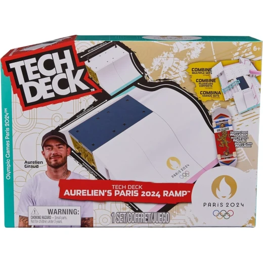 Tech Deck, Aurelien Giraud’s Olympic Games Paris 2024 Ramp Customizable X-Connect Park Creator Playset & Exclusive Fingerboard, Kids Toy for Ages 6+'