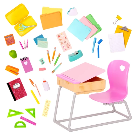 Our Generation , School Desk & Supplies Set for 46 cm Dolls