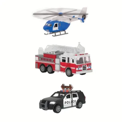 Driven , Micro Rescue Fleet Small Toy Emergency Vehicle Set , 3 pcs '