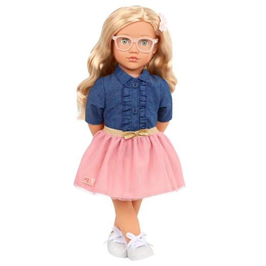 Our Generation , Doll with Denim-Style Top & Pink Skirt , Emily , 46 cm