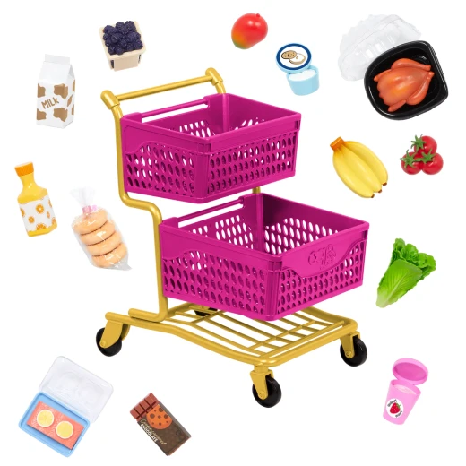 Our Generation Grocery Day Shopping Cart Play Food Shopping Set for 46 cm Dolls!