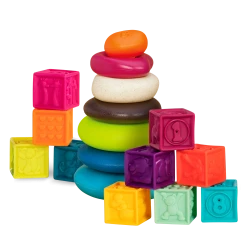 B. Toys , One Two Squeeze & Skipping Stones Set , Baby Blocks & Stacking Rings