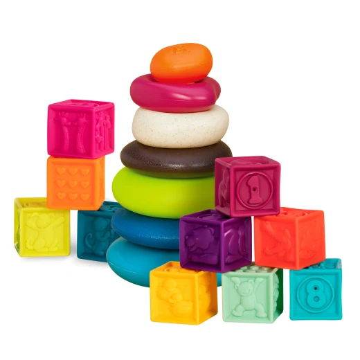 B. Toys , One Two Squeeze & Skipping Stones Set , Baby Blocks & Stacking Rings