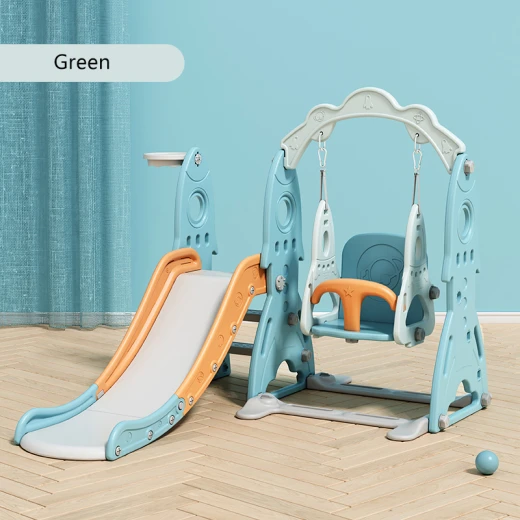 Eduplay , Rocket Theme 3 in 1 Slide and Swing Set , Children Plastic Indoor Toy