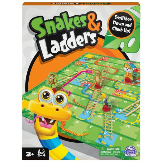 Spin and Master Snakes & Ladders Game for Kids Colorful 2-4 Player Board Game for Family Fun Games for Kids Ages 3+'