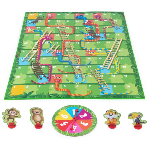 Spin and Master Snakes & Ladders Game for Kids Colorful 2-4 Player Board Game for Family Fun Games for Kids Ages 3+'