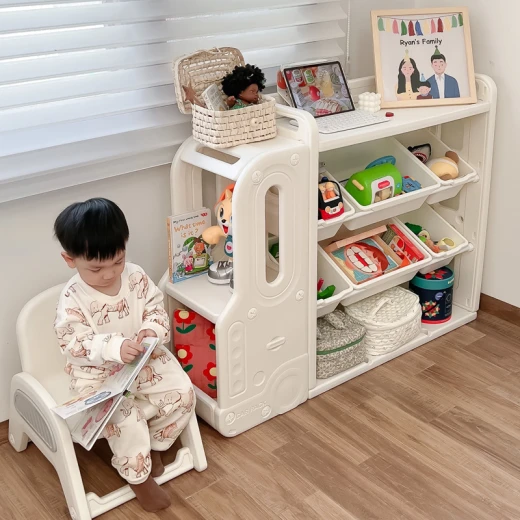 Eduplay , Bus Shape Storage Cabinet , Children Plastic Toy Storage Cabinet Bookshelf