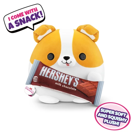 ZURU | Snackles  | Super Sized 14 inch Squishy plush | Benji the Corgie with Hershey's