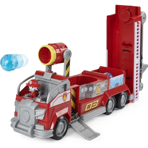 Spin Master | PAW Patrol, Marshall's Transforming Movie City Fire Truck with Extending Ladder, Lights, Sounds and Action Figure'