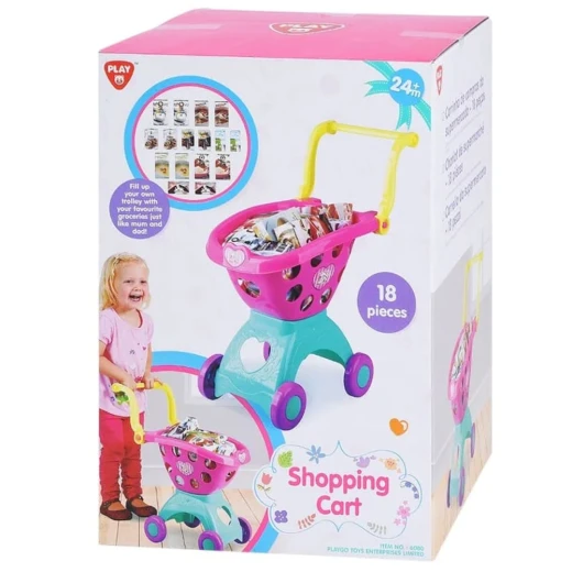 Play Go | Shopping Cart | Pink | 18 pcs'