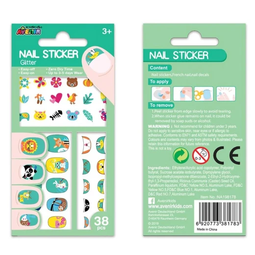 AVENIR - Nail Sticker Glitter - Animals