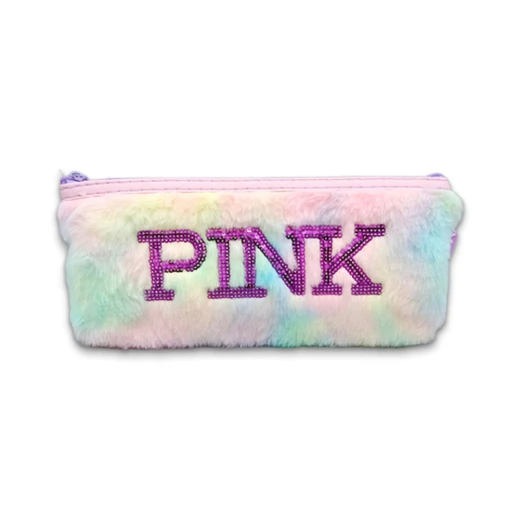 K Back To School | Pink Feather Fur Pouch | Random Color