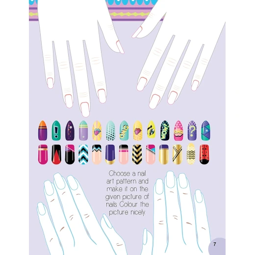 Dreamland nail art and hair style coloring book