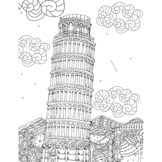 Dreamland cityscape coloring book for adults