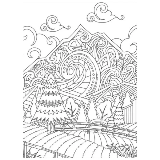 Dreamland countryside coloring book for adults