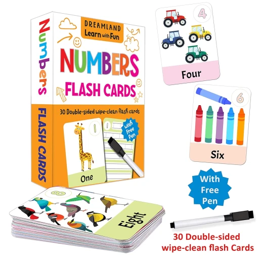 Dreamland | Flash Cards Numbers | 30 Double Sided Wipe Clean Flash Cards for Kids