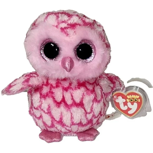 Ty | Beanie Boos Plush | Pinky the Pink Owl | 6 Inch